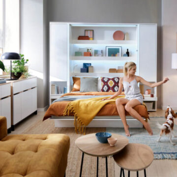 Horizontal Wall Bed Concept 140cm | White Matt