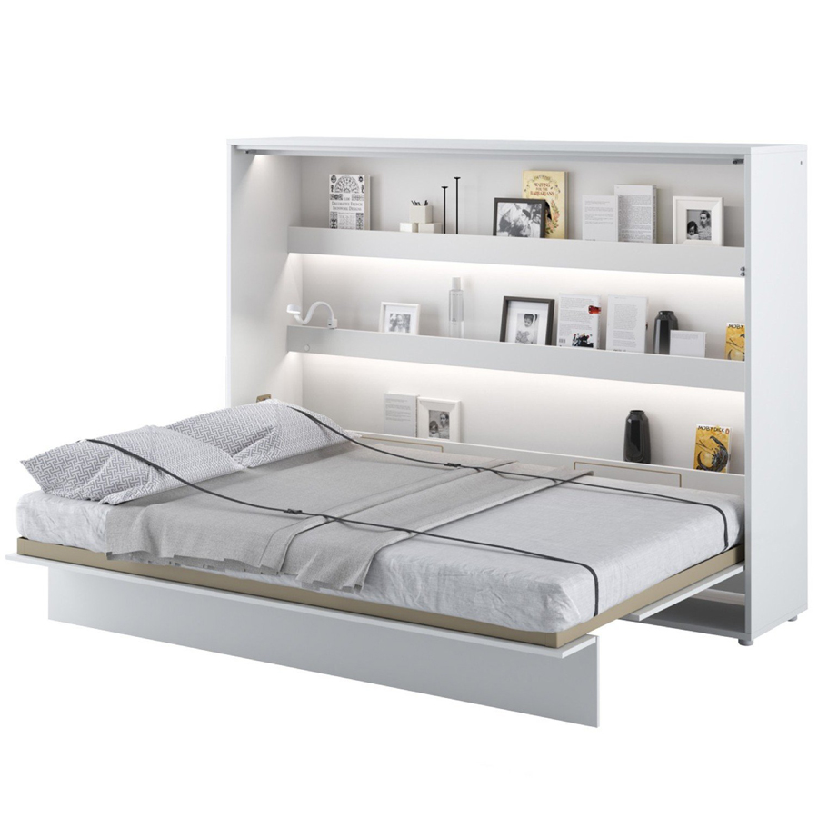 Horizontal Wall Bed Concept 140cm White Matt Oak World