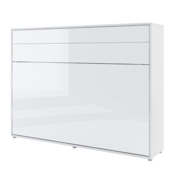 Horizontal Wall Bed Concept 140cm | White Gloss Finish