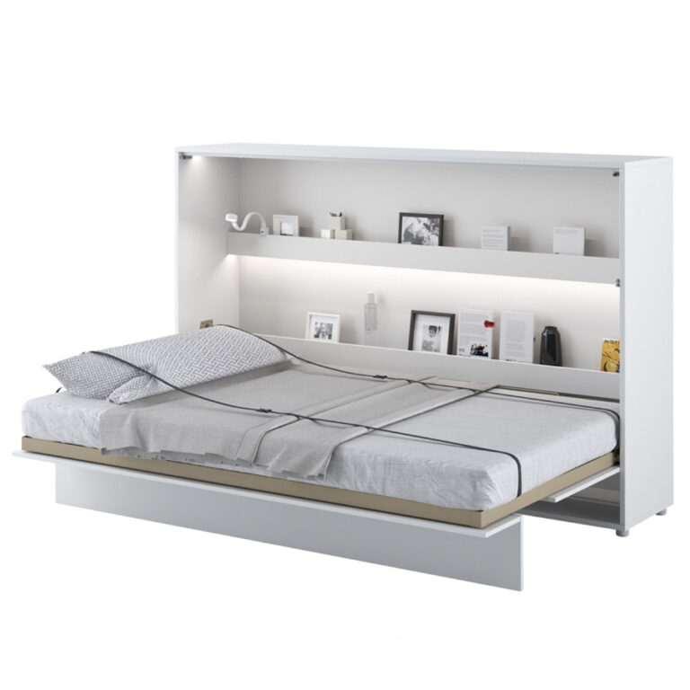Horizontal Wall Bed Concept 120cm White Gloss Oak World