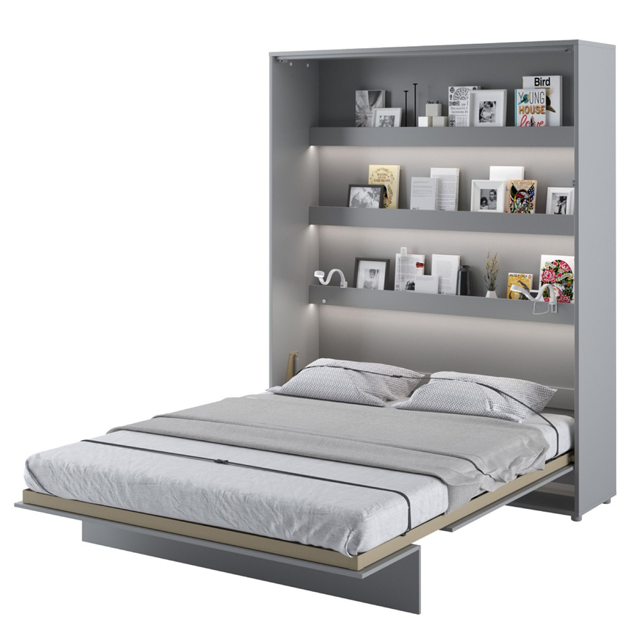 Vertical Wall Bed Concept 160cm Grey Matt Oak World