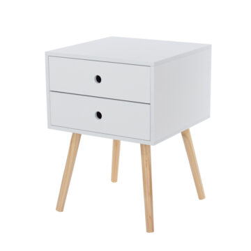 Staffa White 2 Drawer Bedside Cabinet
