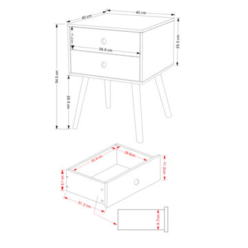 Staffa White 2 Drawer Bedside Cabinet