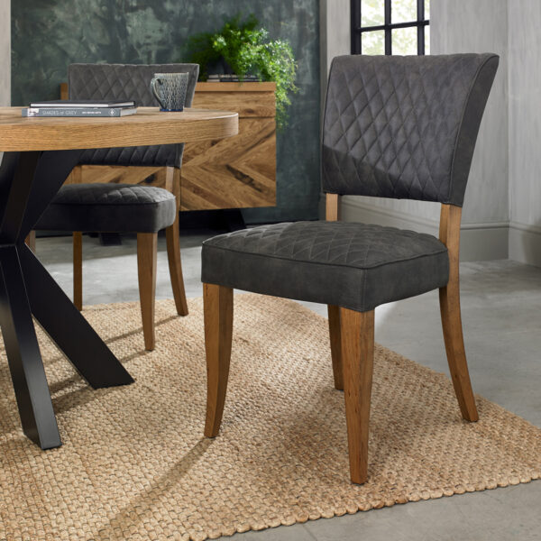 Calgary Upholstered Dining Chair | Dark Grey | Pair