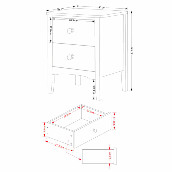 Saint Cloud 2 Drawer Bedside Cabinet | White