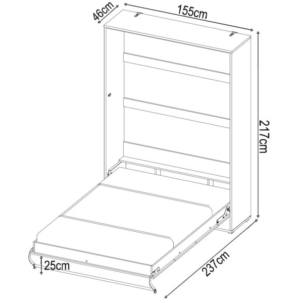Vertical Wall Bed Concept 140cm | White Gloss