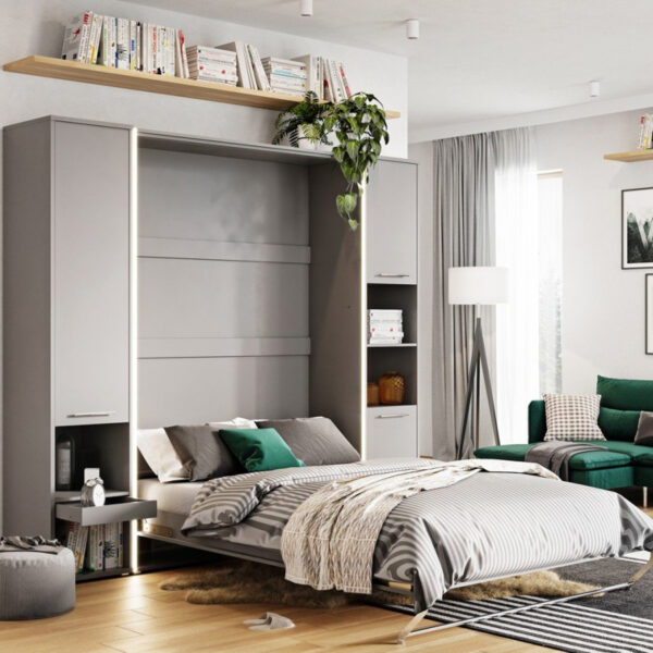 Vertical Wall Bed Concept 140cm | Grey Matt