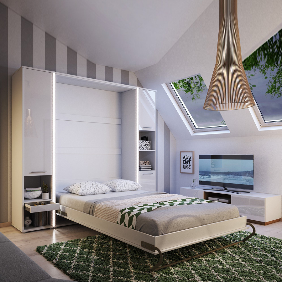 Bed with cabinet hotsell