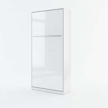 Vertical Wall Bed Concept 90cm | Storage Cabinet | White Gloss Finish