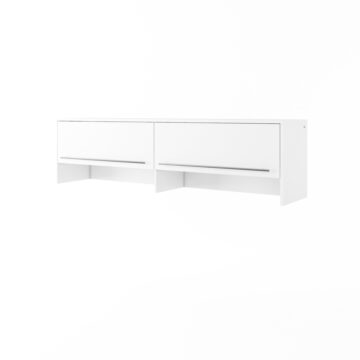 Horizontal Wall Bed Concept 140cm with Over Bed Unit | White Gloss