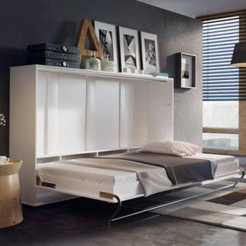 Horizontal Wall Bed Concept 120cm | White Gloss