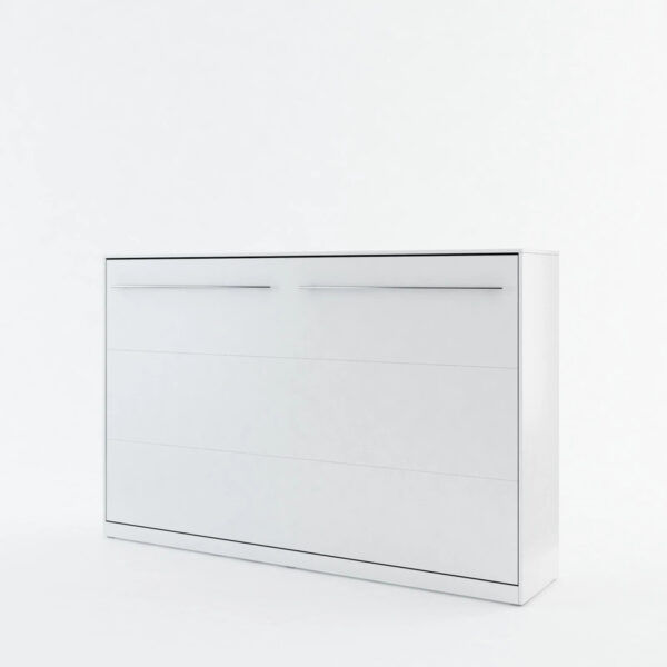 Horizontal Wall Bed Concept 120cm with Over Bed Unit | White Matt