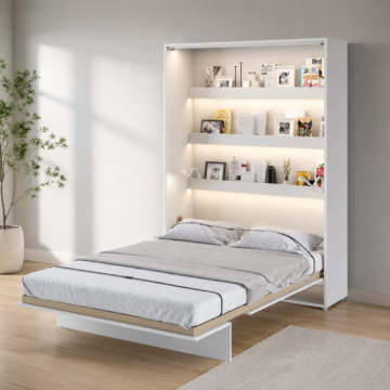 Vertical Wall Bed Concept 140cm | White Gloss Finish