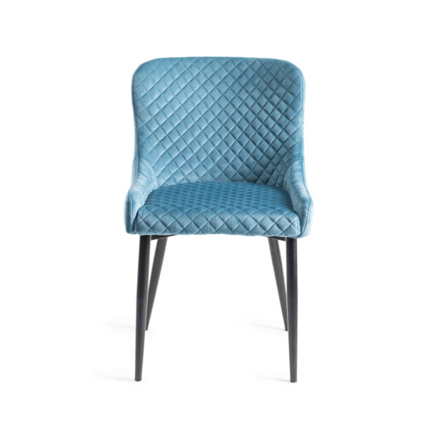 Calgary 4-6 Seat Extending  Dining Table & 4 Petrol Blue Velvet Fabric Chairs | 158 - 203cm