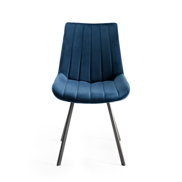 Calgary 4-6 Seat Extending  Dining Table & 4 Blue Velvet Fabric Chairs | 158 - 203cm