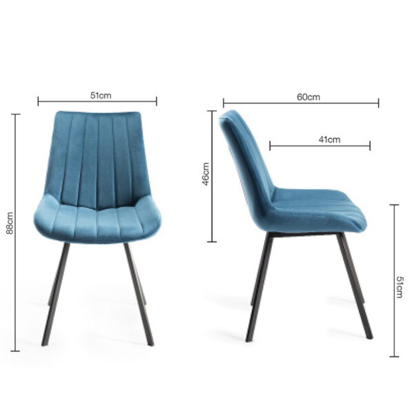 Calgary 4-6 Seat Extending  Dining Table & 4 Blue Velvet Fabric Chairs | 158 - 203cm