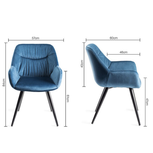 Calgary 4 Seater Dining Table & 4 Petrol Blue Velvet Fabric Chairs
