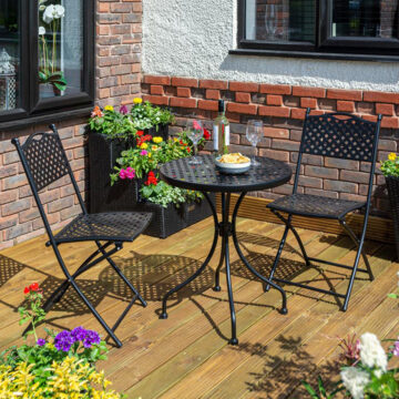 Oakworld Alfresco Basket Weave Bistro Set | Black