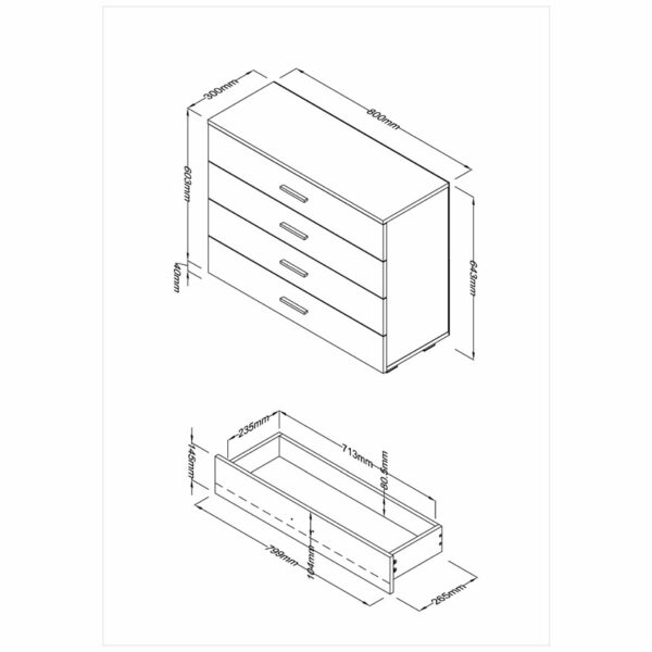 White Clermont 4 Chest Of Drawers