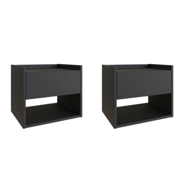 Torquay Floating Pair of Bedside Tables | Anthracite Grey