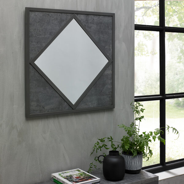 Padua Zinc & Dark Grey Square Wall Mirror