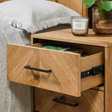 Lambourne Rustic Oak 2 Drawer Nightstand | Bedside Table