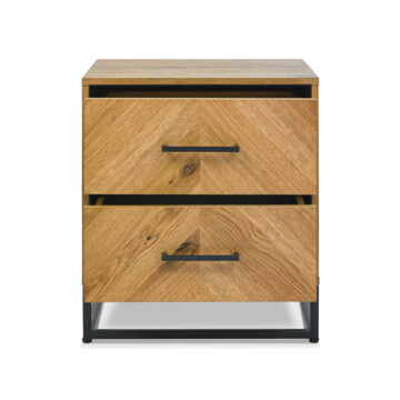 Lambourne Rustic Oak 2 Drawer Nightstand | Bedside Table