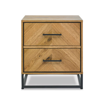 Lambourne Rustic Oak 2 Drawer Nightstand | Bedside Table