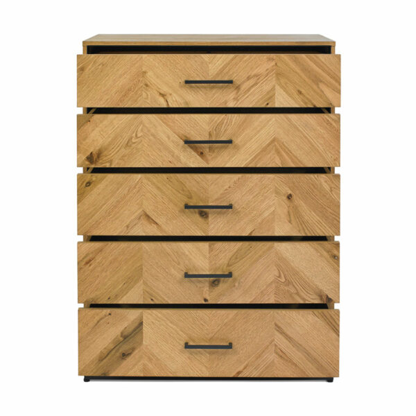 Lambourne Rustic Oak 5 Drawer Tall Chest