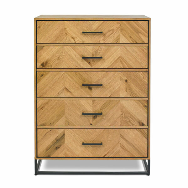 Lambourne Rustic Oak 5 Drawer Tall Chest