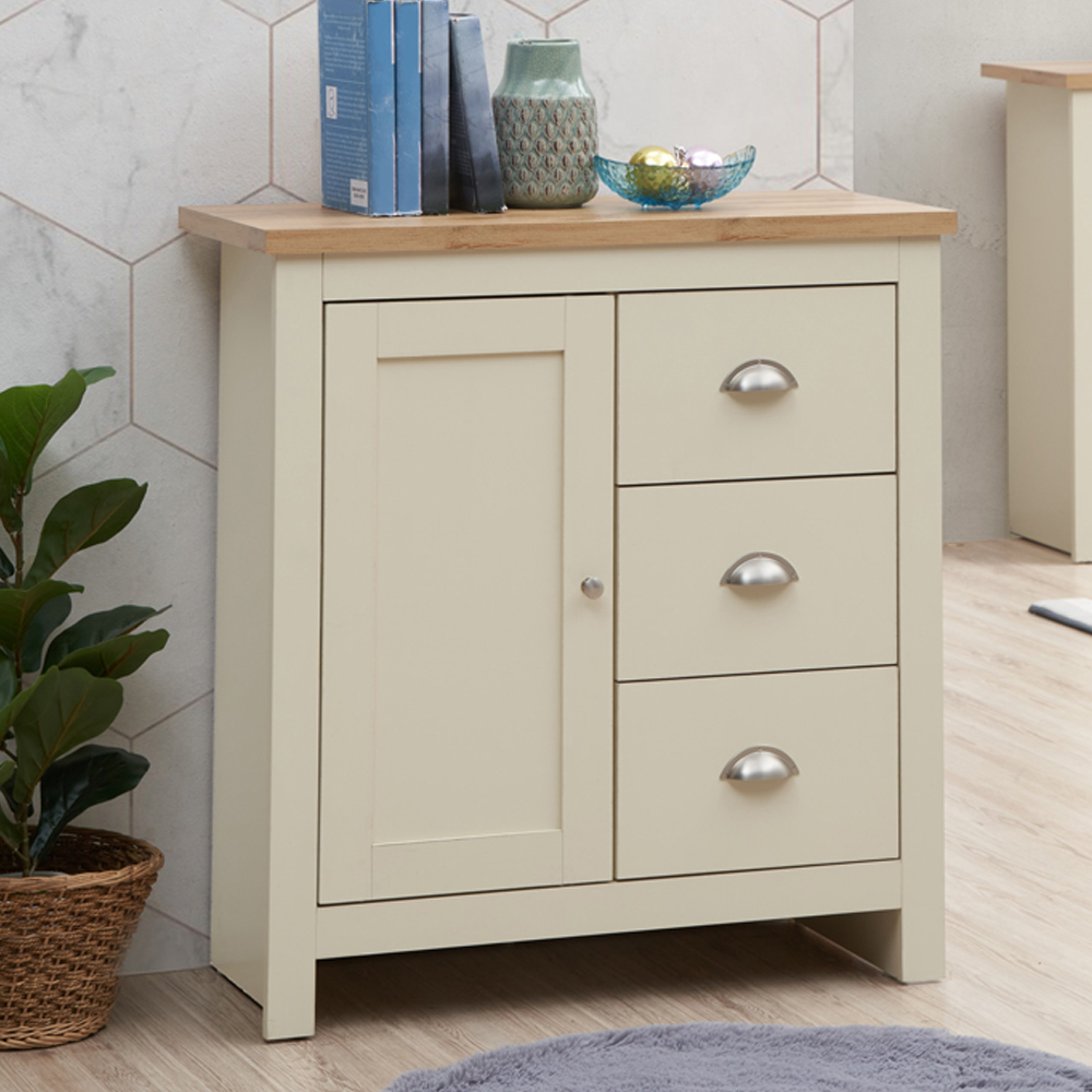 Leigh Cream Sideboard with 1 Door & 3 Drawers | Cream | Clearance