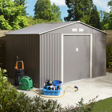 Savannah 10×8 Metal Apex Shed | Light Grey