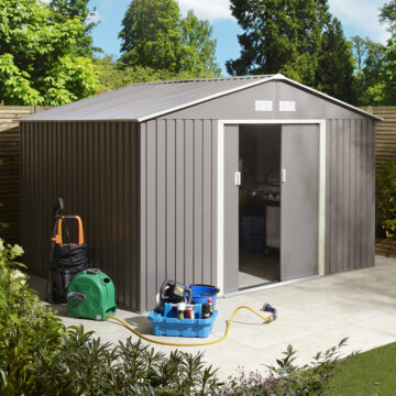 Savannah 10×8 Metal Apex Shed | Light Grey