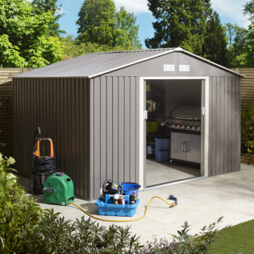 Savannah 10x8 Metal Apex Shed | Light Grey