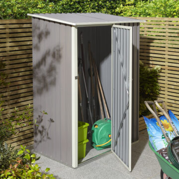 Savannah 5×3 Metal Pent Shed | Light Grey
