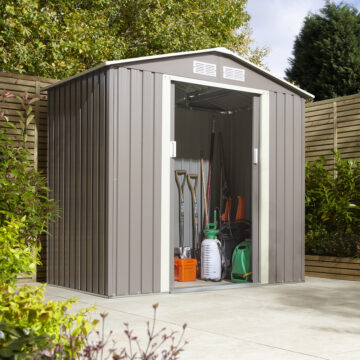 Savannah 6×4 Metal Apex Shed | Light Grey