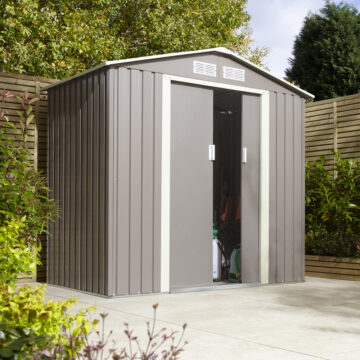 Savannah 6×4 Metal Apex Shed | Light Grey