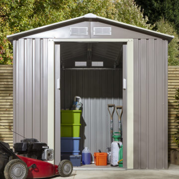 Savannah 6×4 Metal Apex Shed | Light Grey