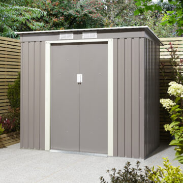 Savannah 6x4 Metal Pent Shed | Light Grey