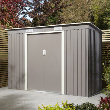 Savannah 8x4 Metal Pent Shed | Light Grey