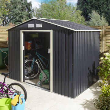 Savannah 8×6 Metal Apex Shed | Dark Grey