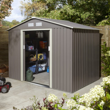 Savannah 8×6 Metal Apex Shed | Light Grey