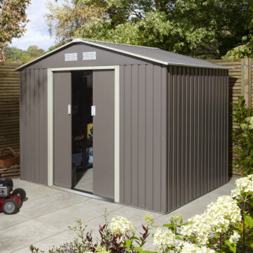 Savannah 8×6 Metal Apex Shed | Light Grey