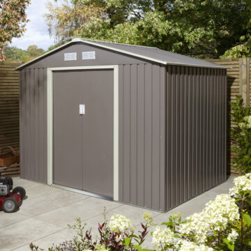 Savannah 8x6 Metal Apex Shed | Light Grey