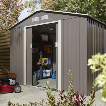 Savannah 8×6 Metal Apex Shed | Light Grey