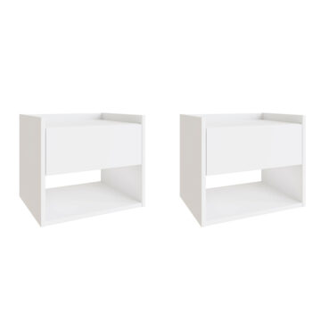 Torquay Floating Pair of Bedside Tables | White