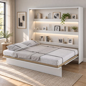 Horizontal Wall Bed Concept 160cm | White Matt