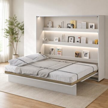 Horizontal Wall Bed Concept 160cm | White Gloss