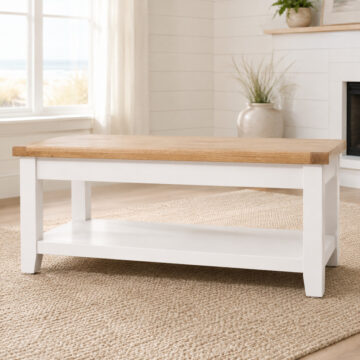 Norfolk White Coffee Table | Oak Top