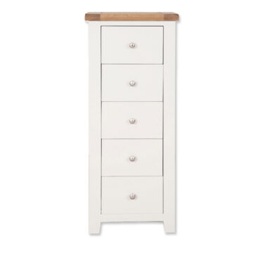 Norfolk White 5 Drawer Tall Chest